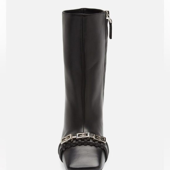 Givenchy G Woven Ankle Boots Women's 36 Black Square Side Zip Closure - Picture 2 of 13